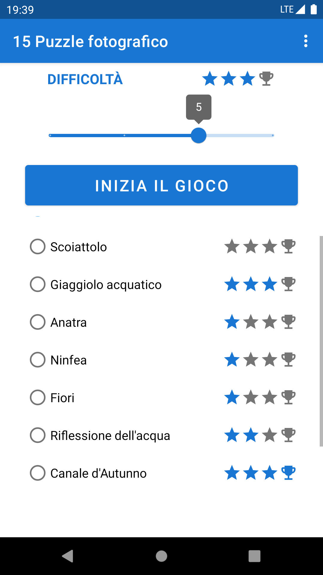 15 Photo Puzzle Sliding Puzzle Android Game Phone Screenshot - Italian