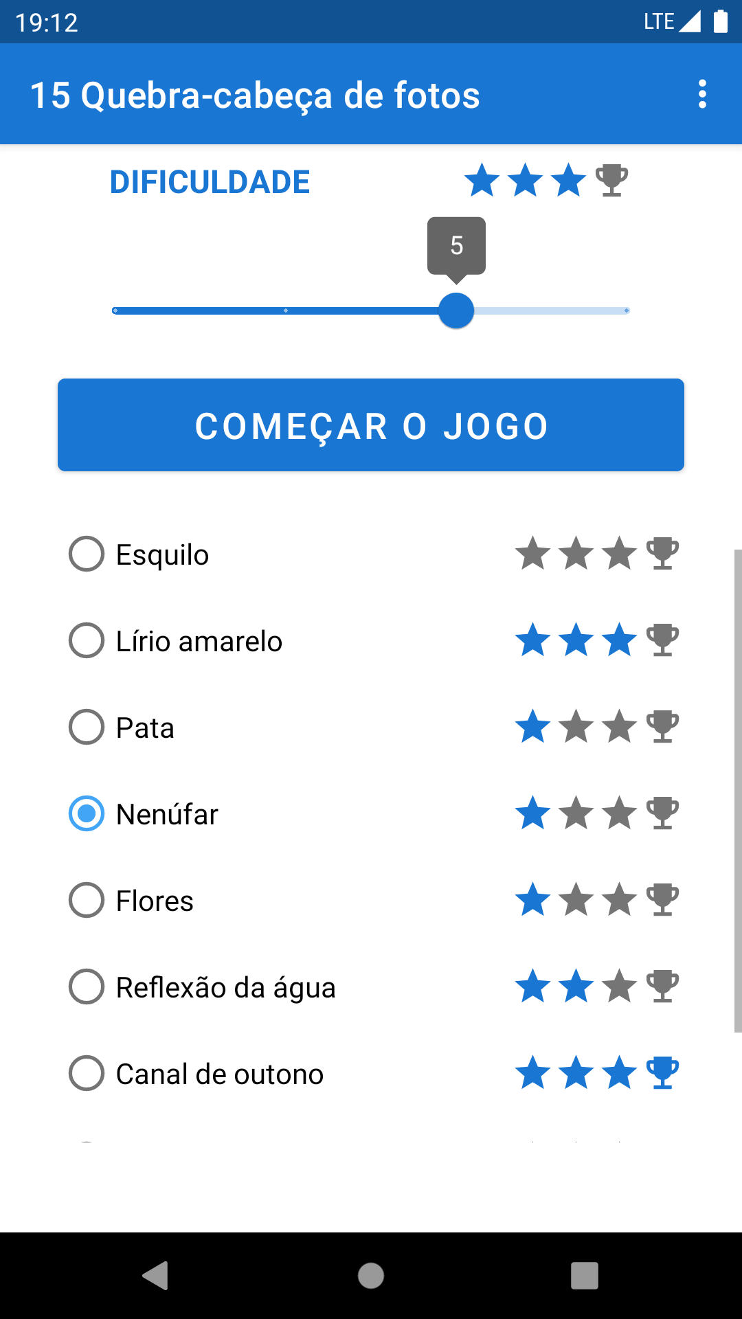 15 Photo Puzzle Sliding Puzzle Android Game Phone Screenshot - Portuguese
