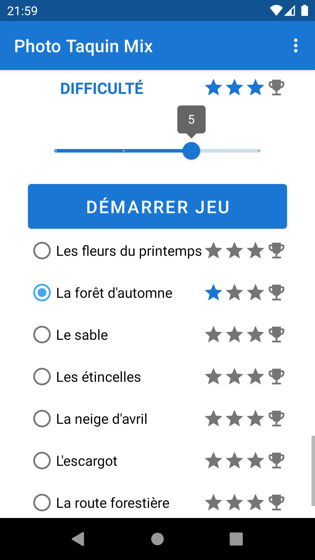 15 Photo Puzzle Sliding Puzzle Android Game Phone Screenshot - French