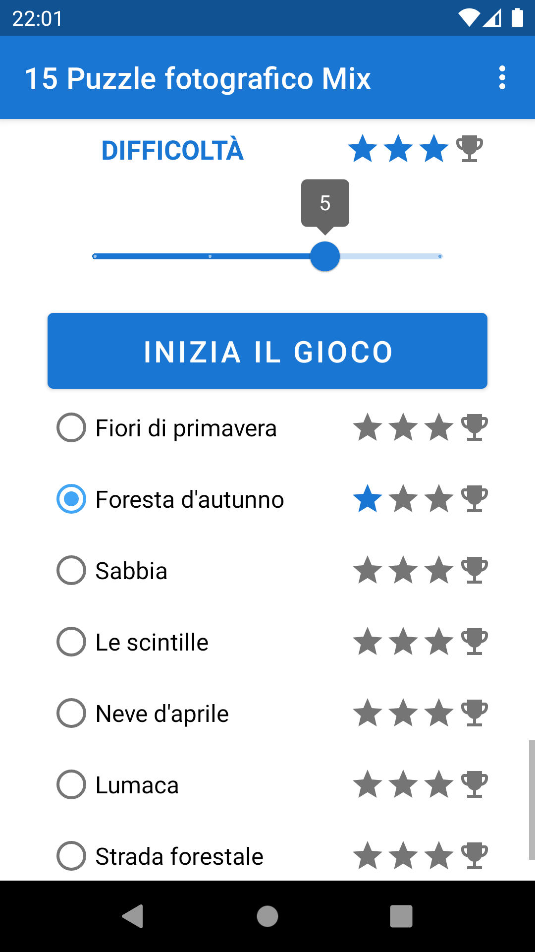 15 Photo Puzzle Sliding Puzzle Android Game Phone Screenshot - Italian
