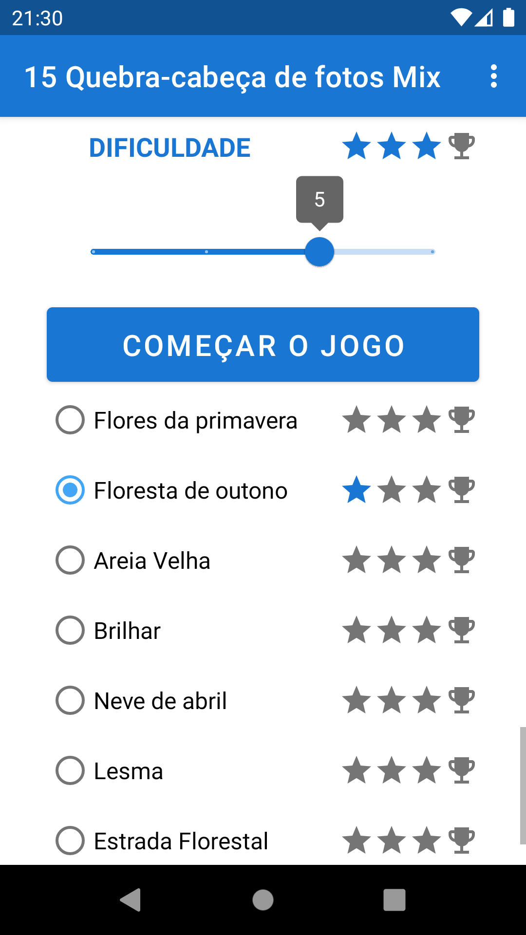 15 Photo Puzzle Sliding Puzzle Android Game Phone Screenshot - Portuguese